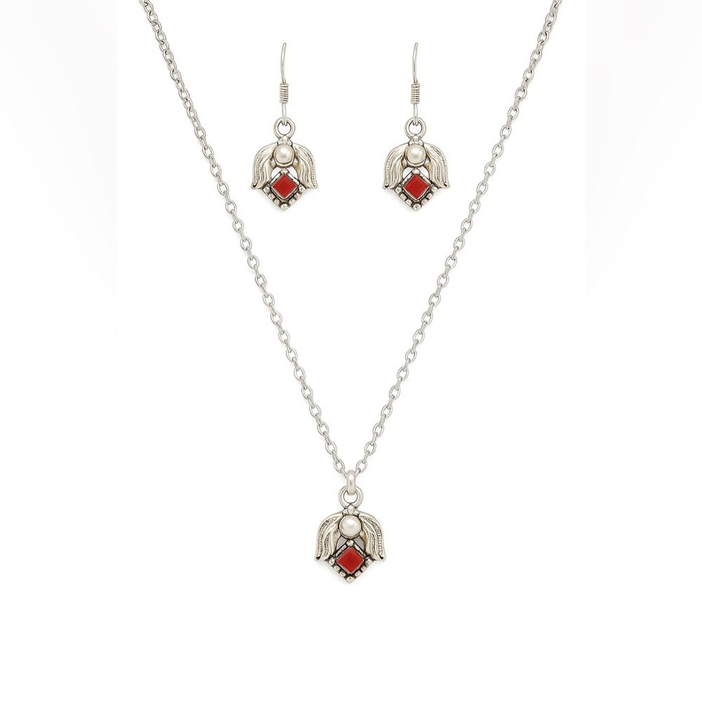 925 Sterling Silver Angel Necklace & Earring Set